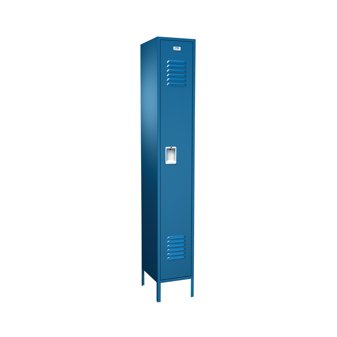 Blue ASI Traditional single-tier metal locker with louvered doors