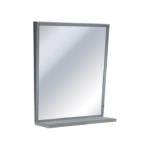 Mirror w/ Shelf - Fixed Tilt, Stainless Steel Frame