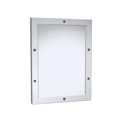 Framed Security Mirror - #8 Polish, 20 Ga. Stainless St. Surface - 12"W X 16"H - Front Mount