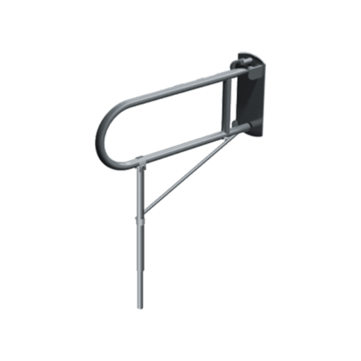 Exposed Flange (1-1/4" O.D) Smooth - Swing Up Grab Bar with Support Leg